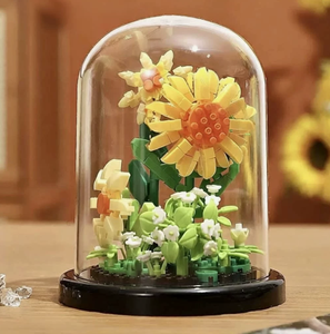 <span class=keywords><strong>Le</strong></span> Yuan Kit de bricolage pour enfants en plastique ABS, comprenant une boîte à fleurs en forme de dôme à blocs hauts et un bouquet de tournesols, roses et œillets (40 pièces) - Product Image 1