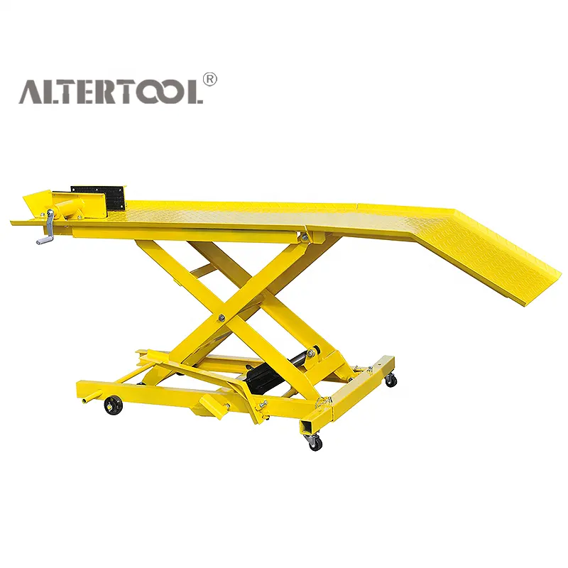 Высокоэкономичный гидравлический подъемный стол для мотоцикла 800 фунтов, резиновый зажим для передних колес, стол для подъема мотоцикла с ножной педалью