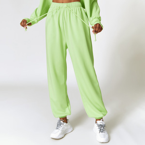 Pantalon de jogging pour femme, taille haute, sport, gym, fitness, coupe régulière, respirant, hiver, 100% coton, fermeture à cordon, devant plissé - Product Image 6