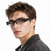 Lunettes de soleil Y2K rectangulaires demi-cerclées en acétate, montures étroites tendance, vente en gros personnalisée