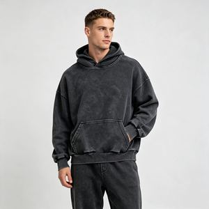 men's hoodies Heavyweight French Terry Cropped Hoodie Custom Printed Zip up Hoodie 100% Cotton Distressed Hoodie for Men - Product Image 4