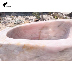 <span class=keywords><strong>Bañera</strong></span> de Piedra Natural Sólida de Cuarcita Rosa Pulida de Mármol Tostone para Decoración Interior de Baños de Hoteles de Lujo y Hogares - Product Image 4