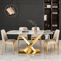 Mobilier moderne de salle à manger luxueux, style italien et élégant Ensemble de table à manger en marbre