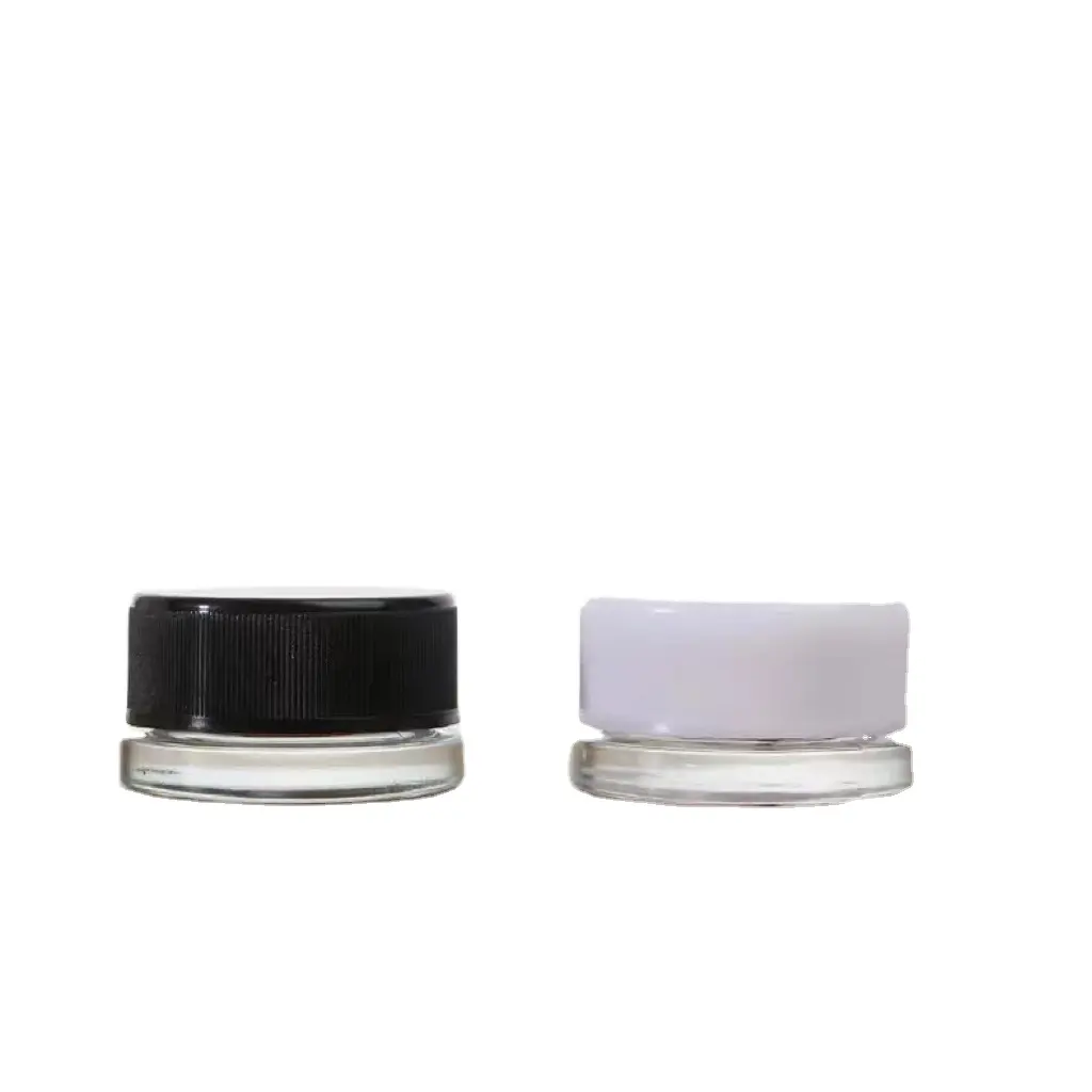 Child Proof Resistant Small 3ml Concentrate Jar Glass Black White 9ml Glass Jar Concentrate Packaging