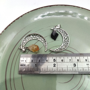 Bán buôn đá quý tự nhiên mặt Dây mạ bạc lưỡi liềm trăng quyến rũ với nguyên thạch anh tím Citrine Đen Tourmaline Rose Quartz - Product Image 4