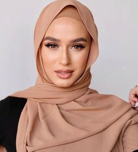 Bán Buôn Sang Trọng Đồng Bằng <span class=keywords><strong>Georgette</strong></span> Khăn Hồi Giáo Phụ Nữ Dày Ngọc Trai Rắn Voan Head Khăn Phụ Nữ Hijab - Product Image 4