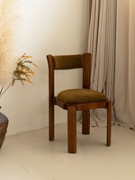 Chaise de salle à manger en bois massif de style mid-century, rembourrée en velours, avec dossier minimaliste, pour la maison et le bureau
