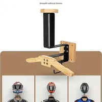 Support mural en acier inoxydable avec support en bois pour casque de moto, pour le rangement des casques tactiques, des gilets et des accessoires de moto
