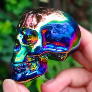 Crâne en obsidienne aura naturelle de guérison en gros, cadeau unique pour lui/elle, objet de collection pour la maison ou l'affichage sur table - Product Image 3