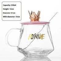 Tasse à café en verre transparent avec poignée et couvercle, style simple INS, pour les célébrités d'Internet, pour les boissons du petit-déjeuner