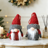 Vente en gros de petites poupées gnomes sans visage, pendentifs suspendus, chapeau rouge, nez gros, elfe, décorations personnalisées pour arbre de Noël