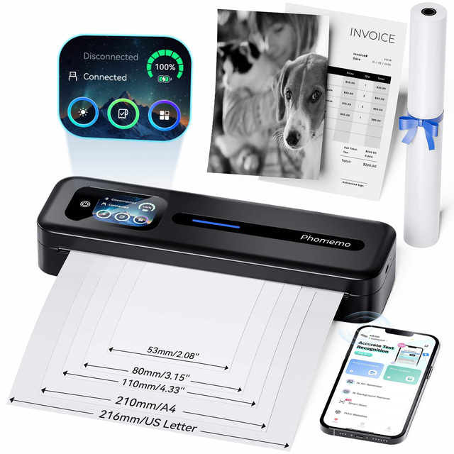 Phomemo M832D A4 Portable Wireless Inkless Thermal Label Printer Mobile Printer for Office or Travel Use