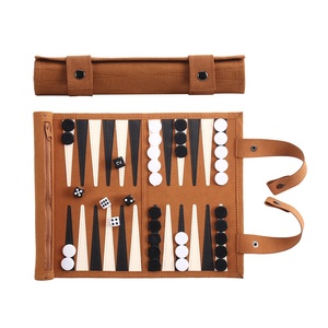 Handmade PU da gấp <span class=keywords><strong>backgammon</strong></span> tùy chỉnh trò chơi du lịch cho vui cờ vua nhà máy Roll-up thiết kế - Product Image 1