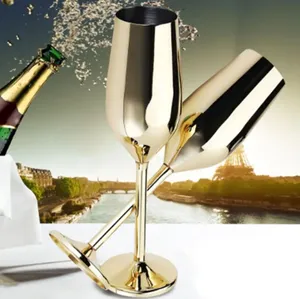 Bicchieri da Vino e Cocktail in Acciaio Inox da 220ml, Flûte da Champagne in Metallo Infrangibile, Calici per Feste e Matrimoni - Product Image 6