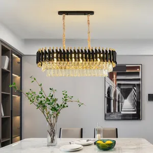 Modern Stair <b>Ceiling</b> <b>Crystal</b> Chandelier <b>Lighting</b> <b>Led</b> Hanging Dinning Living Room Gold Black Lustre Suspension Luminaire - Product Image 5