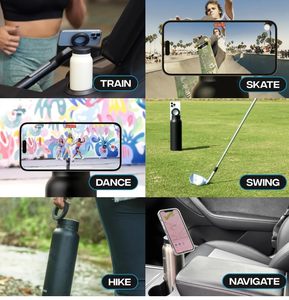 Bouteille d'eau isotherme 24 oz avec couvercle à paille et support magnétique pour téléphone compatible avec le support magnétique MagSafe - Product Image 3