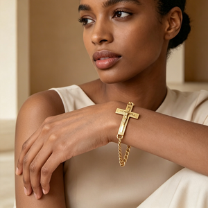 bulk wholesale unisex personnalisé gold plated slim delicate <b>engraved</b> religious radiant corrosion proof lightweight bracelets - Product Image 2