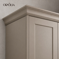 Meuble de cuisine modulaire en bois massif blanc crème OPPOLIA, avec comptoir en quartz personnalisé en stratifié marbré, durable, fabrication OEM en Chine