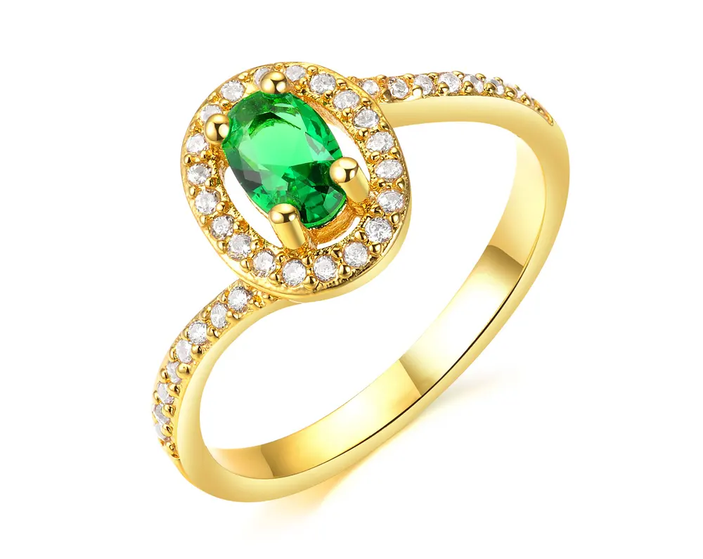 2020 latest design with charm green stone turkish gold wedding rings for women