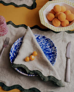 Chất Lượng Cao 100% Lanh Scalloped Vải Khăn Ăn Thiết Kế Độc Đáo Handmade Kỹ Thuật Thanh Lịch Đồng Bằng Phong Cách Cho Nhà Hàng - Product Image 4