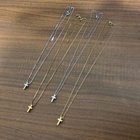 Cadena de Acero Inoxidable, Collar con Cruz Pequeña, Cadena de Quilla de Oro de 18K con Colgante de Cruz Perforada