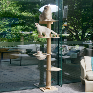 Stile moderno in legno massello grande gatto albero Sisal Scratching Board e letto integrato struttura per arrampicata e cartone giocattolo - Product Image 1