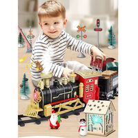 Enfants plus beaux enfants cadeau de noël fente électrique train de fumée jouets ensemble avec lumière sonore