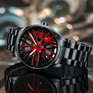 LIGE LG89177 Montre de volant de voiture pour homme Rotating 3D Sports <span class=keywords><strong>Car</strong></span> Men Watches Quartz Waterproof Wheel Wristwatch Reloj - Product Image 4