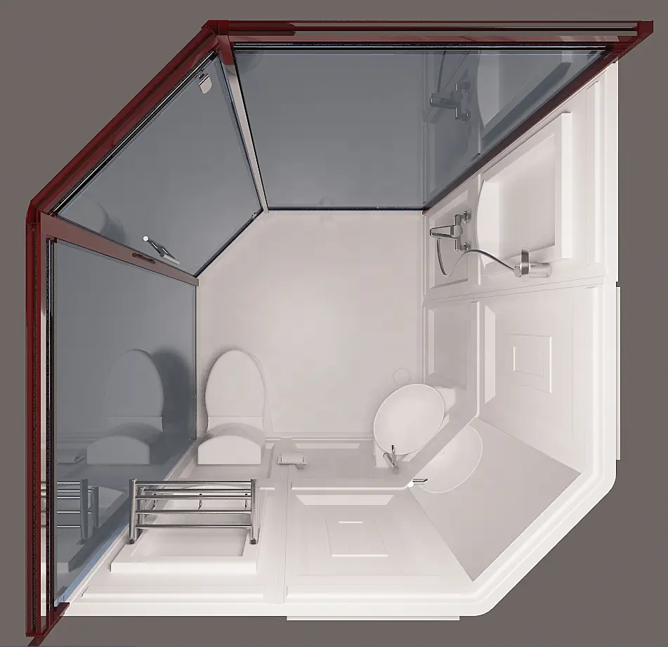 Acrylic prefab container house portable Toilet Unit shower pod Hotels Luxury Portable room pod Prefab Sanitary Bathroom
