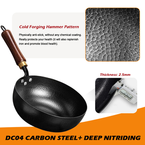 Bán Buôn preseason 20-26Cm Sâu Pan Không Có Lớp Phủ Carbon Thép Chảo 2.5Mm Thickn Với Tay Cầm Bằng Gỗ Cho Sử Dụng Ngoài Trời - Product Image 3