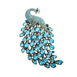Qushine New Colorido Pavão Cristal Liga Grande Strass Broche para Casamento Presente Do Partido Das Mulheres - Product Image 3