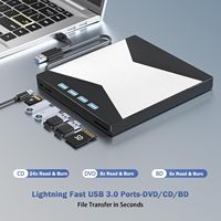Grabador y Reproductor de Blu-Ray 4K Externo, Unidad UHD 4K, USB 3.0 Tipo-C, Grabador de BD UHD Portátil para PC/Mac con Puertos SD/TF