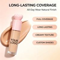 Fond de teint liquide à logo personnalisé, vente en gros, couvrance totale, fini naturel, contrôle du sébum, résistant à la transpiration