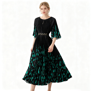 Nuovi abiti estivi <span class=keywords><strong>da</strong></span> donna a fiori stranieri pieghettati lunghi abiti <span class=keywords><strong>da</strong></span> spiaggia stampati in stile formale - Product Image 1