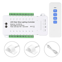 Lumière LED à détecteur de mouvement pour escalier, contrôleur 16 voies, bande LED COB à gradation, lumière nocturne à détecteur de mouvement, 12V, éclairage ambiant flexible pour la maison