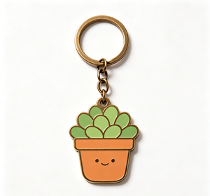Llavero de Metal Personalizado con Diseño de Suculenta, Llavero Esmaltado con Imitación Antigua para Regalo Promocional - Product Image 2
