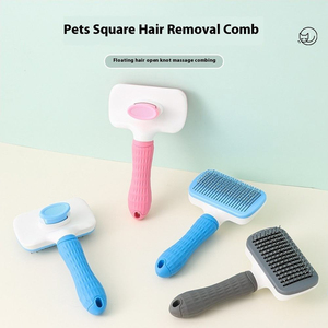 OEM One Click Self <b>Cleaning</b> Pet Slicker Brush Stainless Steel <b>Dog</b> Cat Grooming Dematting Comb Wholesale - Product Image 5