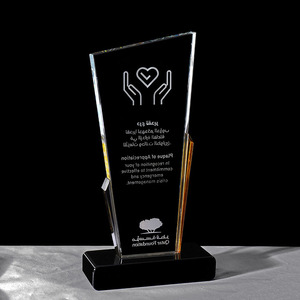MH-NJ00547 Custom <strong>Engraving</strong> Flame Trophy Crystal <strong>Plaque</strong> with Black Base - Product Image 3