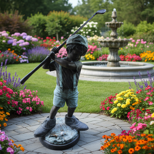 Decoración de jardín de artesanía de metal pequeño golfista estatua jim davidson esculturas de bronce - Product Image 4