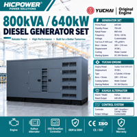 Genset Diesel Yuchai YC6C1070-D31 640kW 800kVA Custom,  Silent,  Canopy Anti Cuaca,  Emisi Rendah,  Daya untuk Industri