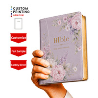Bible religieuse personnalisée en cuir PU avec impression directe d'usine, dorure à chaud et gaufrage, vente en gros OEM en vrac