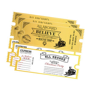 手書き金箔ヴィンテージグリーティングカードクリスマスポーラーエクスプレスパーティー招待状コート紙UVコーティング - Product Image 1