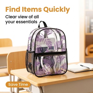 <span class=keywords><strong>Sac</strong></span> à <span class=keywords><strong>dos</strong></span> transparent personnalisé imprimé avec fermeture éclair et poche, <span class=keywords><strong>sac</strong></span> mignon de petite taille pour l'extérieur, la plage ou l'école, <span class=keywords><strong>sac</strong></span> à <span class=keywords><strong>dos</strong></span> en PVC - Product Image 5