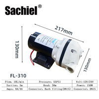 Pompe à diaphragme électrique Sachiel FL-310 en alliage durable 150W 12V DC haute pression, débit de 10L, 1 sortie, eau propre, acide, alcali