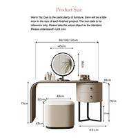 Coiffeuse de luxe au design magnifique avec tiroir de rangement Prix de gros Meuble de commode en bois pour chambre couleur champagne personnalisé