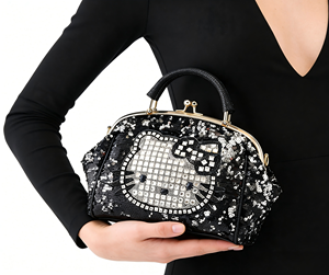 Black Sequin <strong>Hello</strong> <strong>Kitty</strong> <strong>Purse</strong> Crystal Decorated Handbag Fashion Women's Shoulder Bag for Party - Product Image 6