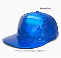 Casquette Snapback Tendance Brillante Holographique en PU à Visière Plate, Dégradé Arc-en-ciel Irisé, Style Hip Hop, pour Soirées en Club et Scène