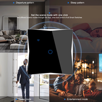 Interrupteur tactile intelligent WiFi LangYeao Tuya 1/2/3/4 voies, norme EU/UK, verre trempé, 4 couleurs, compatible avec Alexa et Google Home