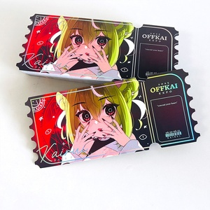 Venta caliente Impresión de doble cara holográfica Impreso Forma de boleto Tarjetas <span class=keywords><strong>Anime</strong></span> Dibujos animados Tarjetas de agradecimiento Logotipo personalizado Postales - Product Image 3