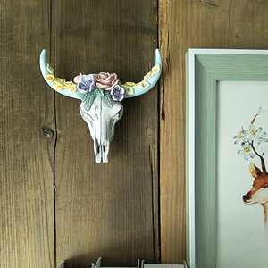 Mestieri della parete della resina mucca succulenta <span class=keywords><strong>del</strong></span> fiore con la decorazione della parete della statua <span class=keywords><strong>del</strong></span> <span class=keywords><strong>corno</strong></span> decorazione della scuola materna testa di toro - Product Image 5